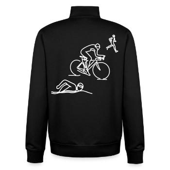 Schwimmen Radfahren Laufen - Unisex Organic Zip Sweatshirt von Stanley/Stella - Schwarz - Hinten - AI Model Male 185 light (185cm)