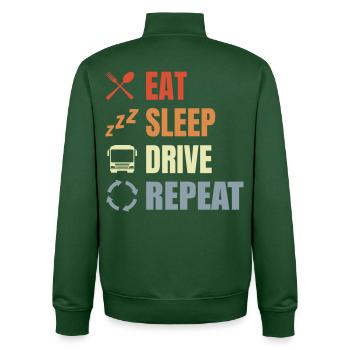 Eat Sleep Drive Repeat - Unisex Organic Zip Sweatshirt von Stanley/Stella - Flaschengrün - Hinten - AI Model Male 185 dark (185cm)