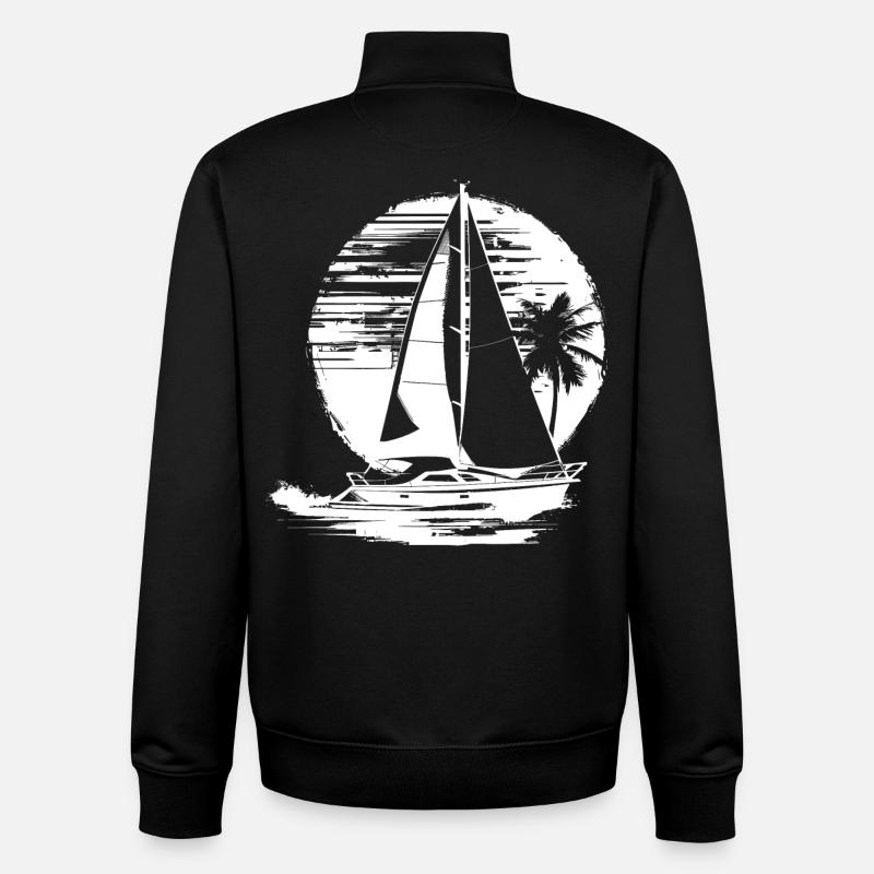 Dessin de voile - Sweat zippé unisexe en coton bio Stanley/Stella - noir