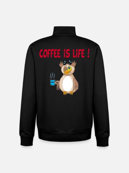 Eule und Kaffee (Englisch) - Unisex Organic Zip Sweatshirt von Stanley/Stella - Schwarz