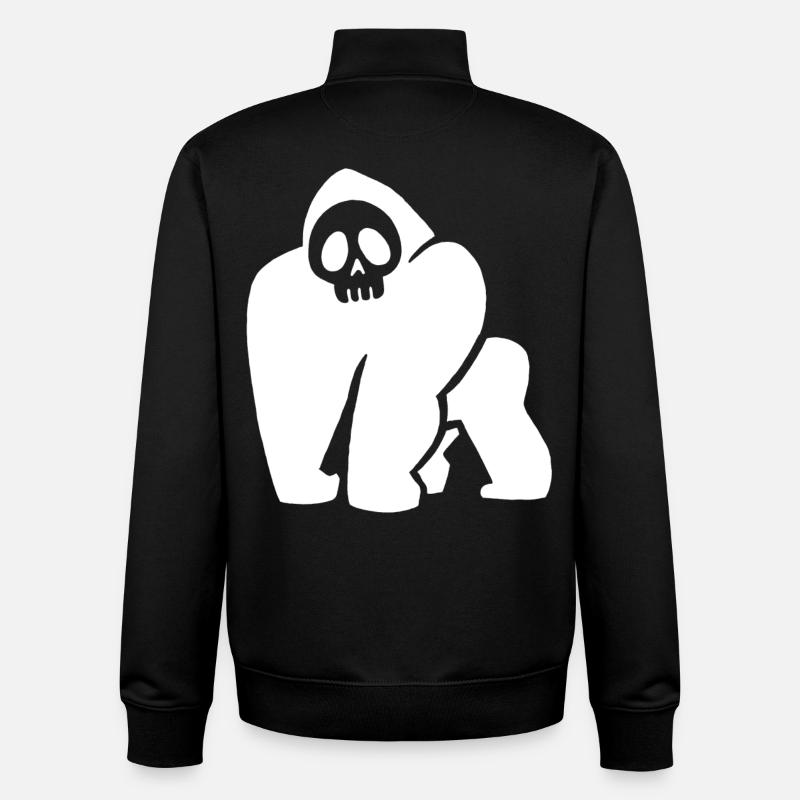 White Gorilla Skull - Unisex Organic Zip Sweatshirt by Stanley/Stella - black