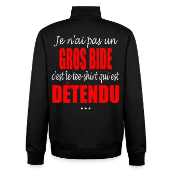 Ich habe keinen großen Bauch - Unisex Organic Zip Sweatshirt von Stanley/Stella - Schwarz - Hinten - AI Model Male 185 light (185cm)