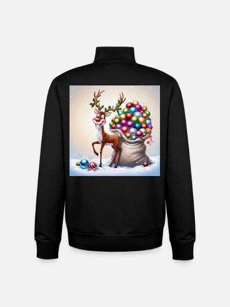 Renne mignon - Sweat zippé unisexe en coton bio Stanley/Stella - noir