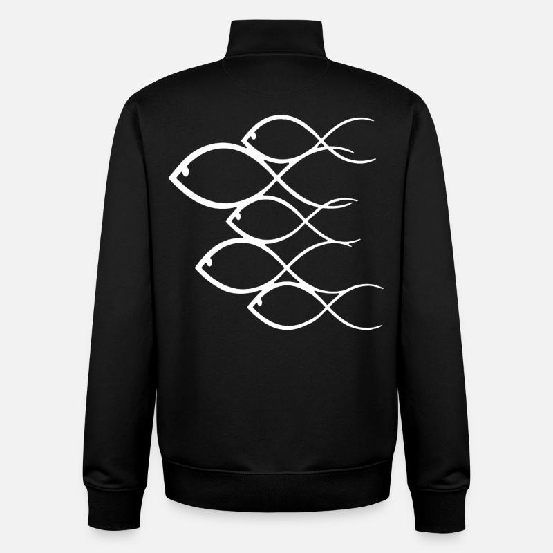 Ban de poissons blancs - Sweat zippé unisexe en coton bio Stanley/Stella - noir