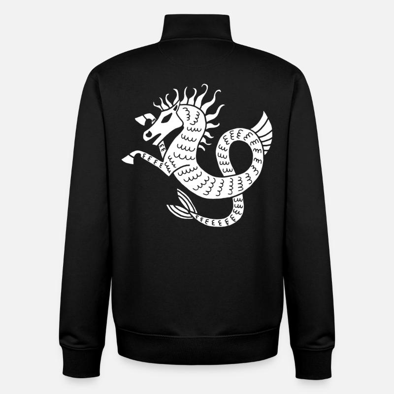 Cheval de mer blanc - Sweat zippé unisexe en coton bio Stanley/Stella - noir