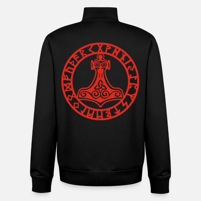 Roter Wikingerhammer - Unisex Organic Zip Sweatshirt von Stanley/Stella - Schwarz