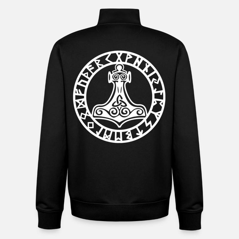 Marteau viking blanc - Sweat zippé unisexe en coton bio Stanley/Stella - noir