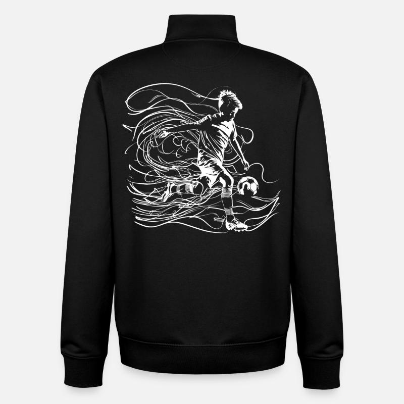 Fußball Junge Zeichnung - Unisex Organic Zip Sweatshirt von Stanley/Stella - Schwarz