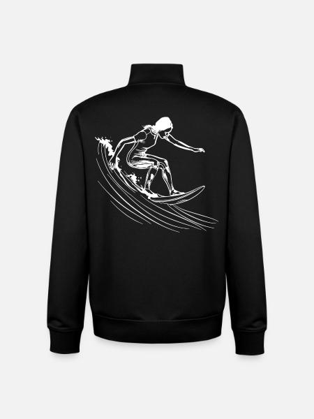 Surfeuses - Sweat zippé unisexe en coton bio Stanley/Stella - noir
