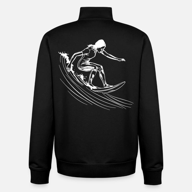 Surfeuses - Sweat zippé unisexe en coton bio Stanley/Stella - noir