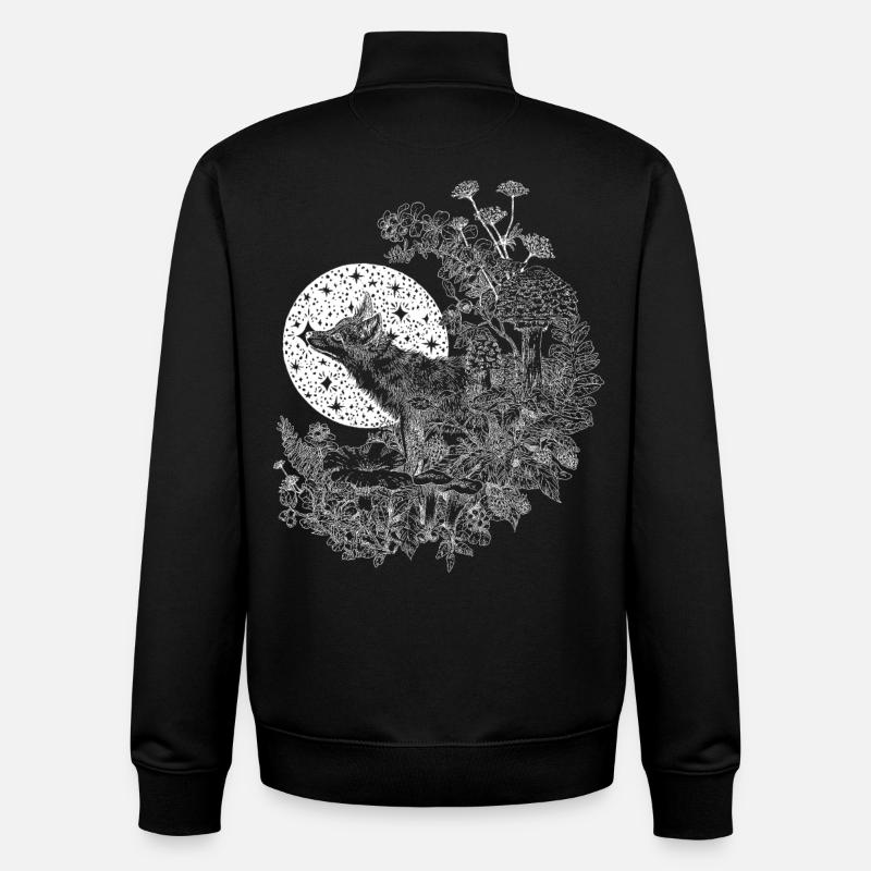 FOX & NIGHT SKY - Unisex Organic Zip Sweatshirt by Stanley/Stella - black