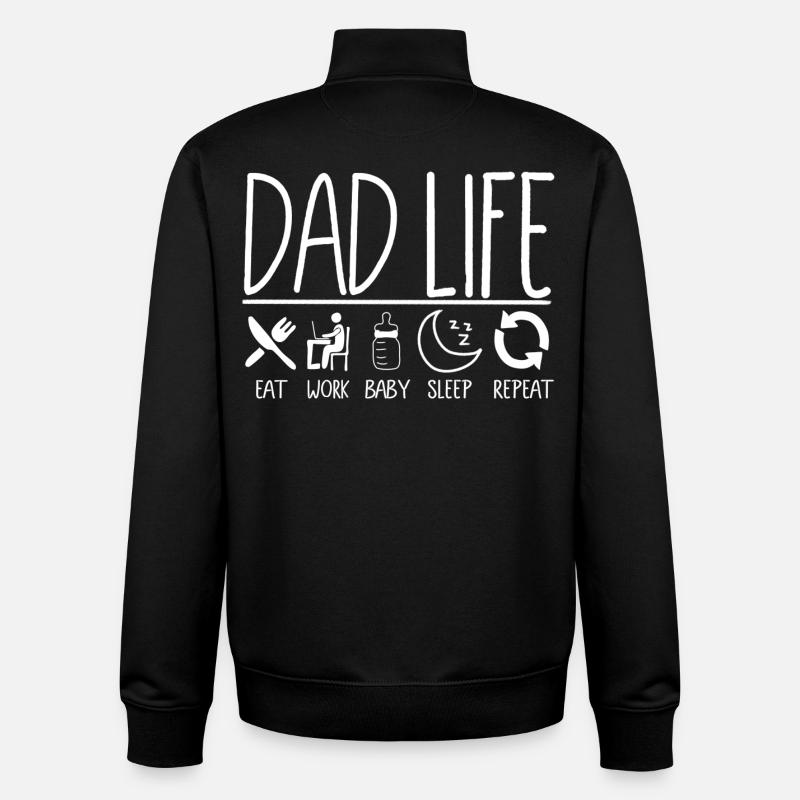 Papa Vie Mange Travail Bébé Répète - Sweat zippé unisexe en coton bio Stanley/Stella - noir