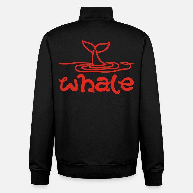 Le signe de la baleine (rouge) - Sweat zippé unisexe en coton bio Stanley/Stella - noir