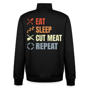 Eat Sleep Cut Meat Repeat - Unisex Organic Zip Sweatshirt von Stanley/Stella - Schwarz - Hinten - AI Model Male 185 light (185cm)