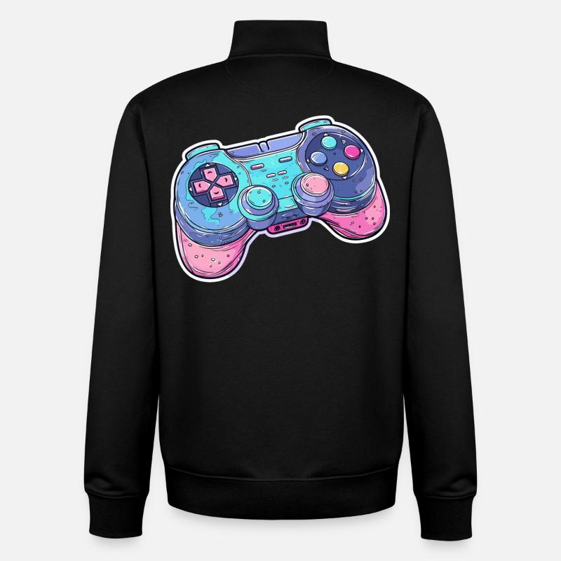 Graphismes de manette de jeu - Sweat zippé unisexe en coton bio Stanley/Stella - noir