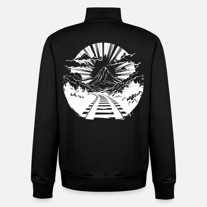 Graphique ferroviaire - Sweat zippé unisexe en coton bio Stanley/Stella - noir