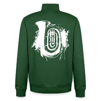 Tuba Graffiti - Unisex Organic Zip Sweatshirt by Stanley/Stella - bottle green - Back - AI Model Male 185 dark (185cm)