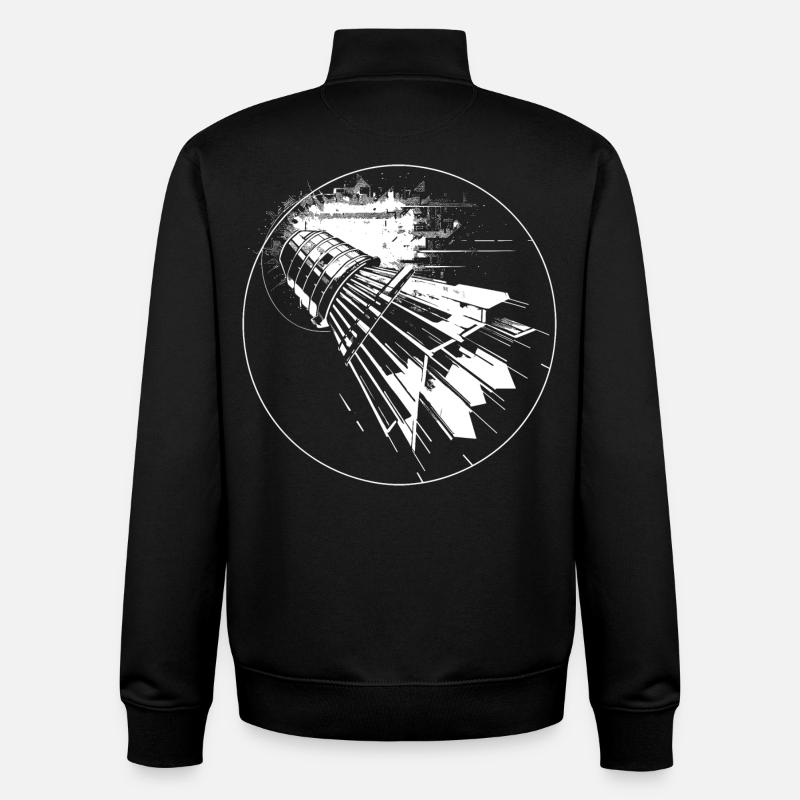 Croquis de badminton - Sweat zippé unisexe en coton bio Stanley/Stella - noir