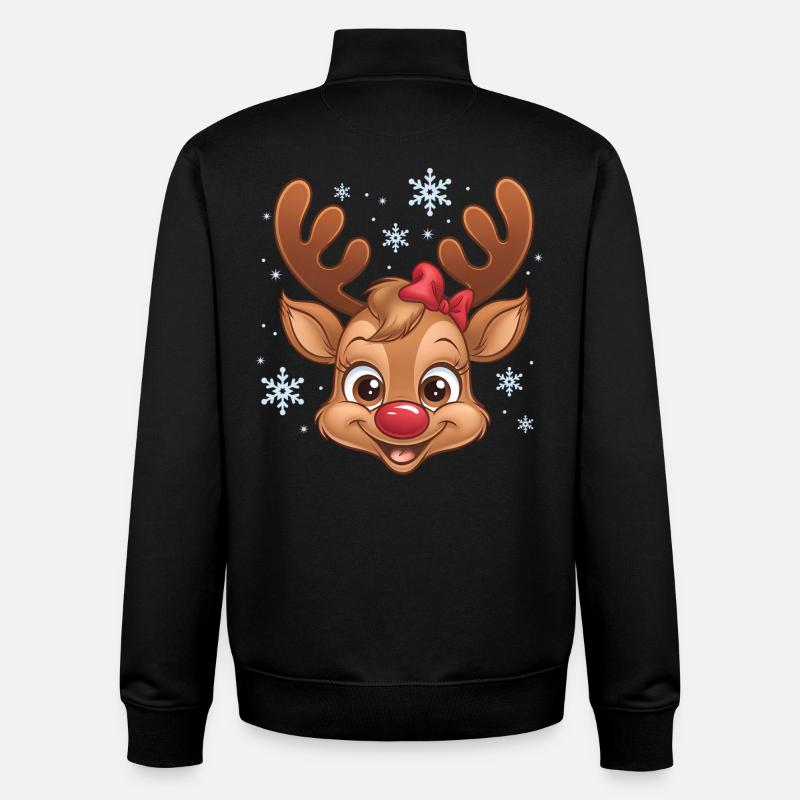 Süßes Rentier-Mädchen mit Schneeflocken - Unisex Organic Zip Sweatshirt von Stanley/Stella - Schwarz