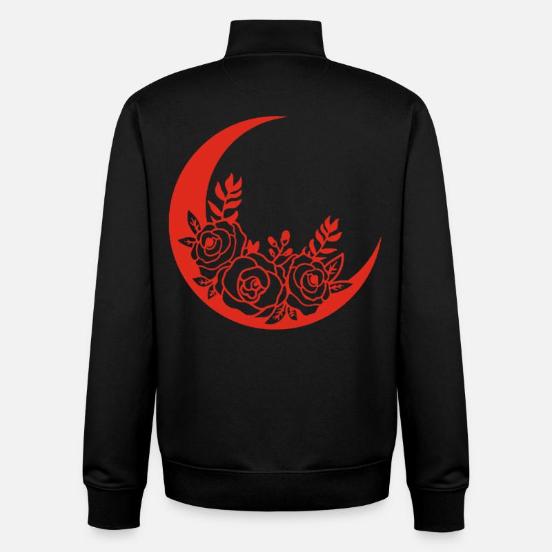 Roter blühender Mond - Unisex Organic Zip Sweatshirt von Stanley/Stella - Schwarz