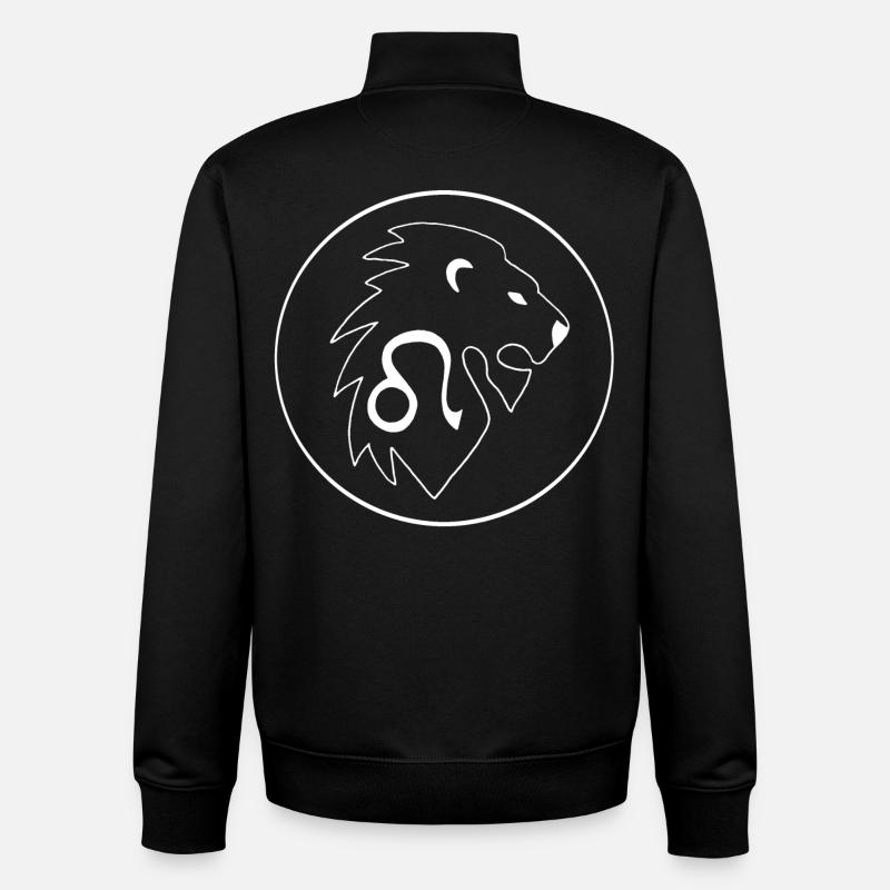 Signe du zodiaque lion (blanc) - Sweat zippé unisexe en coton bio Stanley/Stella - noir