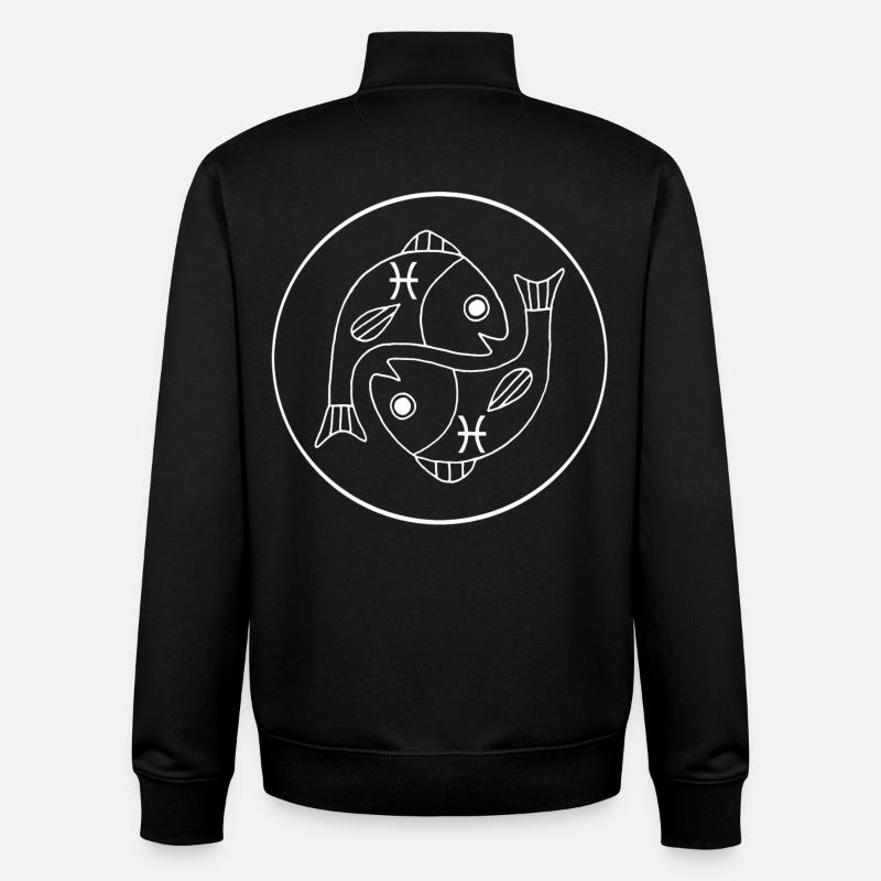 Signe du zodiaque poisson (blanc) - Sweat zippé unisexe en coton bio Stanley/Stella - noir