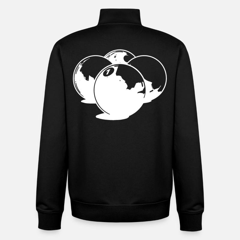 Billiard Balls Drawing - Unisex Organic Zip Sweatshirt by Stanley/Stella - black