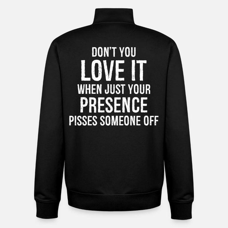N’aimez-vous pas la présence chemise drôle - Sweat zippé unisexe en coton bio Stanley/Stella - noir