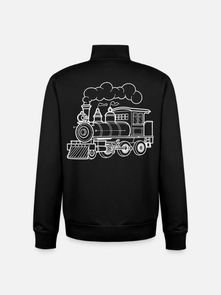 Steam locomotive sketch - Unisex Organic Zip Sweatshirt by Stanley/Stella - black