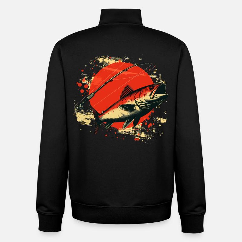 Graphique de pêche - Sweat zippé unisexe en coton bio Stanley/Stella - noir