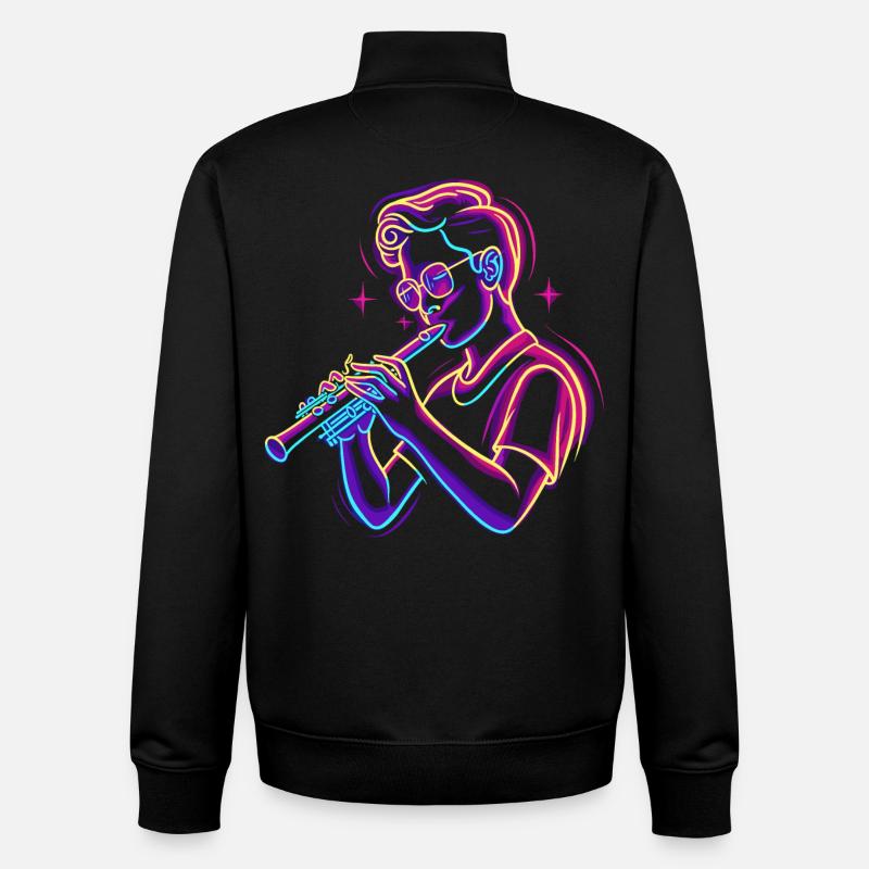 Flöte Junge Grafik Synthwave - Unisex Organic Zip Sweatshirt von Stanley/Stella - Schwarz