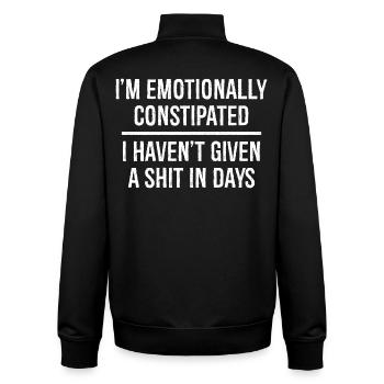 I'm emotionally constipated funny shirt - Unisex Organic Zip Sweatshirt by Stanley/Stella - black - Back - AI Model Male 185 light (185cm)