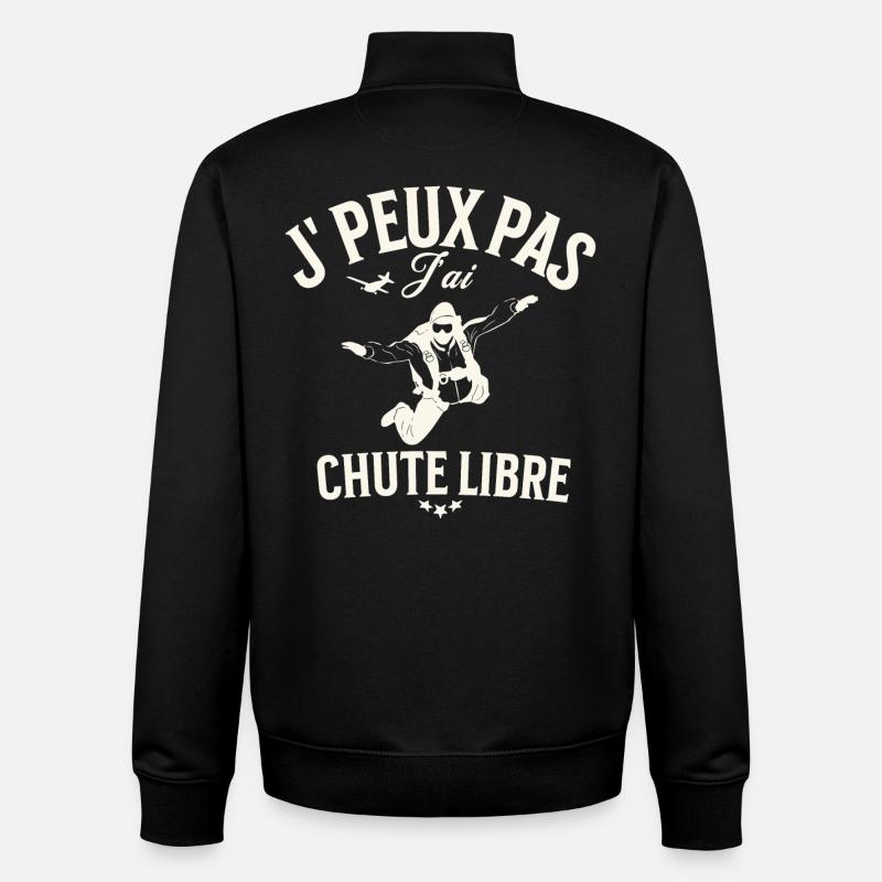 Humour Liberté Parachutiste Illustration - Sweat zippé unisexe en coton bio Stanley/Stella - noir