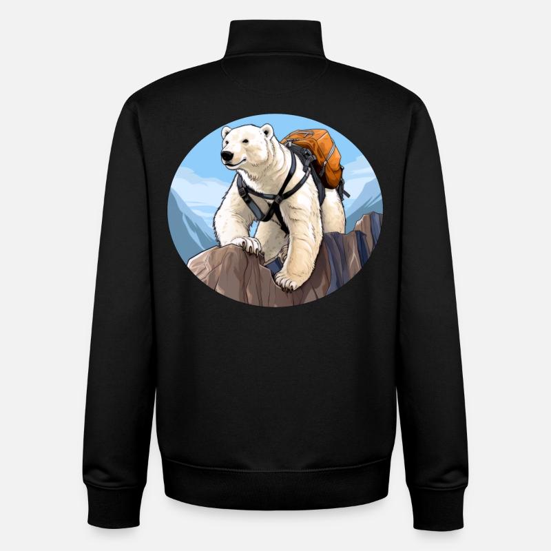 Eisbären Wandern / Bergsteiger Eisbär - Unisex Organic Zip Sweatshirt von Stanley/Stella - Schwarz