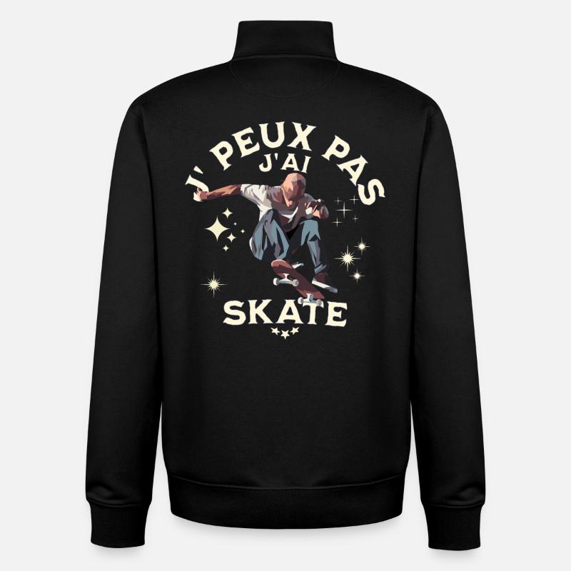 I can't I skated - Unisex Organic Zip Sweatshirt by Stanley/Stella - black
