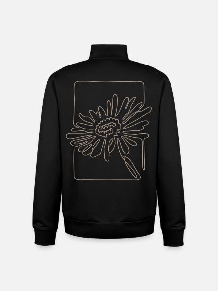 Minimalist Line Art Flower - Unisex Organic Zip Sweatshirt by Stanley/Stella - black