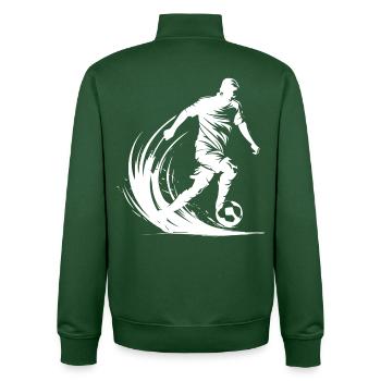 Soccer Player Graphic - Unisex Organic Zip Sweatshirt by Stanley/Stella - bottle green - Back - AI Model Male 185 dark (185cm)