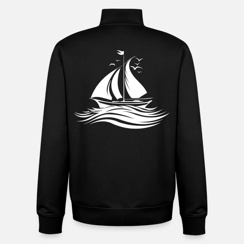 Croquis de navigation - Sweat zippé unisexe en coton bio Stanley/Stella - noir