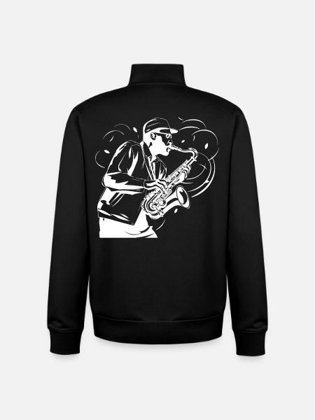 Saxophonist Sketch - Unisex Organic Zip Sweatshirt by Stanley/Stella - black