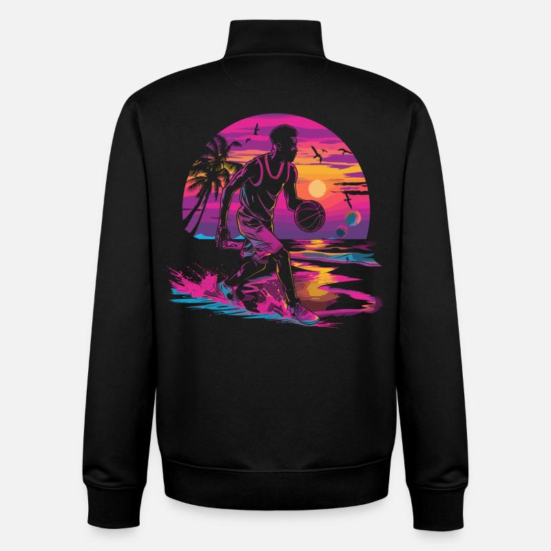 Basketball Synthwave - Unisex Organic Zip Sweatshirt von Stanley/Stella - Schwarz