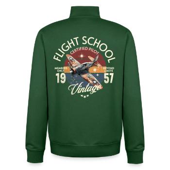 Flugschule Vintage Certified Pilot Flugzeug 1957 - Unisex Organic Zip Sweatshirt von Stanley/Stella - Flaschengrün - Hinten - AI Model Male 185 dark (185cm)
