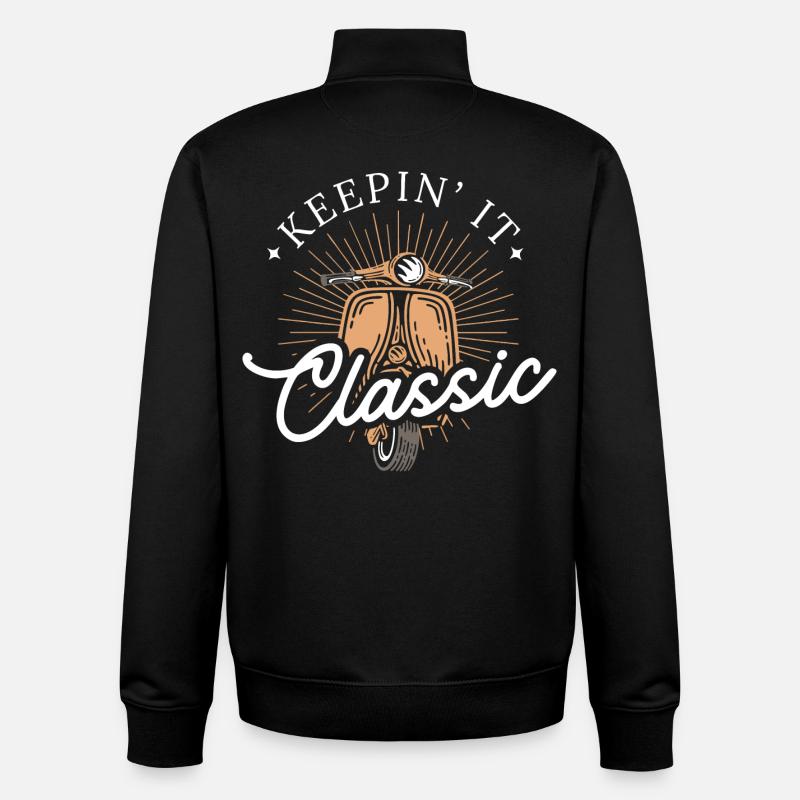 Keepin' It Classic - Scooter rétro - Sweat zippé unisexe en coton bio Stanley/Stella - noir