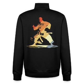 Vintage Karateka Drawing - Unisex Organic Zip Sweatshirt by Stanley/Stella - black - Back - AI Model Male 185 light (185cm)