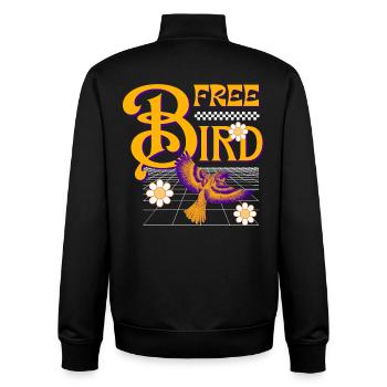 Free Bird – Retro Design - Unisex Organic Zip Sweatshirt by Stanley/Stella - black - Back - AI Model Male 185 light (185cm)