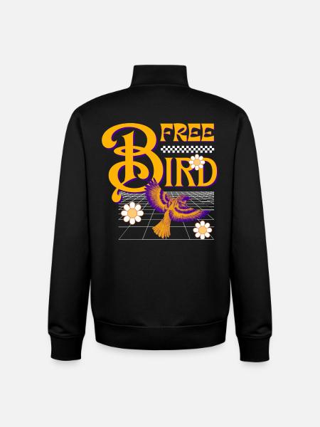 Free Bird – Retro Design - Unisex Organic Zip Sweatshirt by Stanley/Stella - black