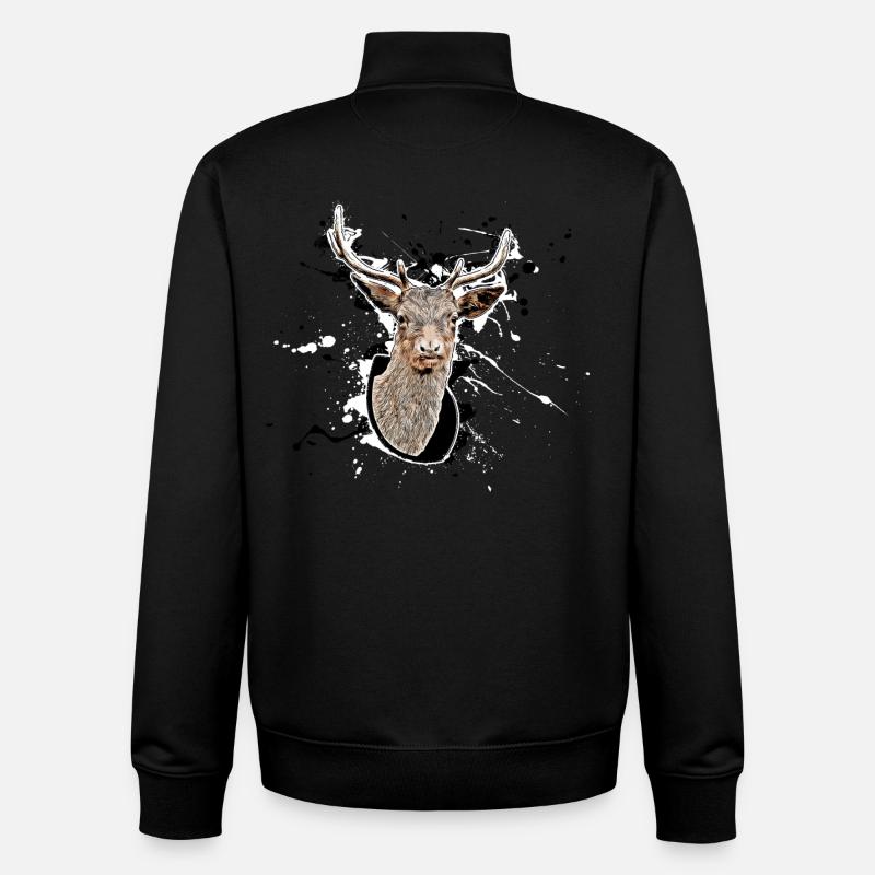 Cerf - Sweat zippé unisexe en coton bio Stanley/Stella - noir
