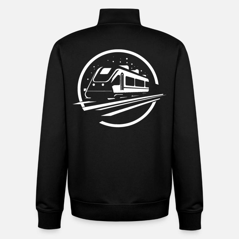 Graphismes de train - Sweat zippé unisexe en coton bio Stanley/Stella - noir
