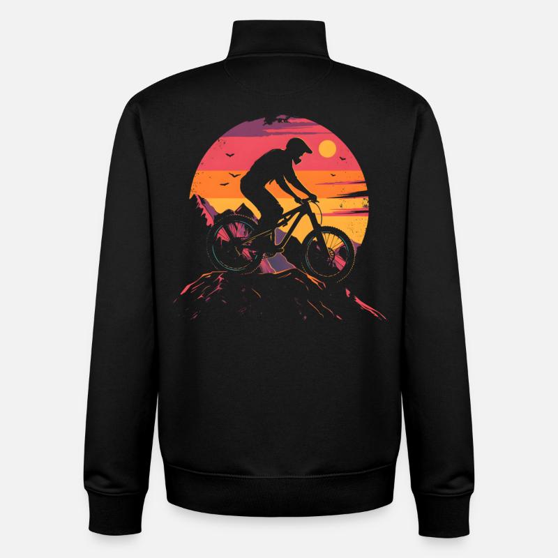 Mountain Biking 90s Look - Unisex Organic Zip Sweatshirt by Stanley/Stella - black