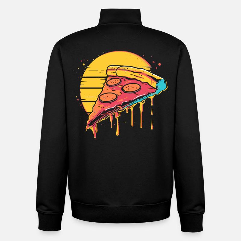Illustration de tranche de pizza - Sweat zippé unisexe en coton bio Stanley/Stella - noir