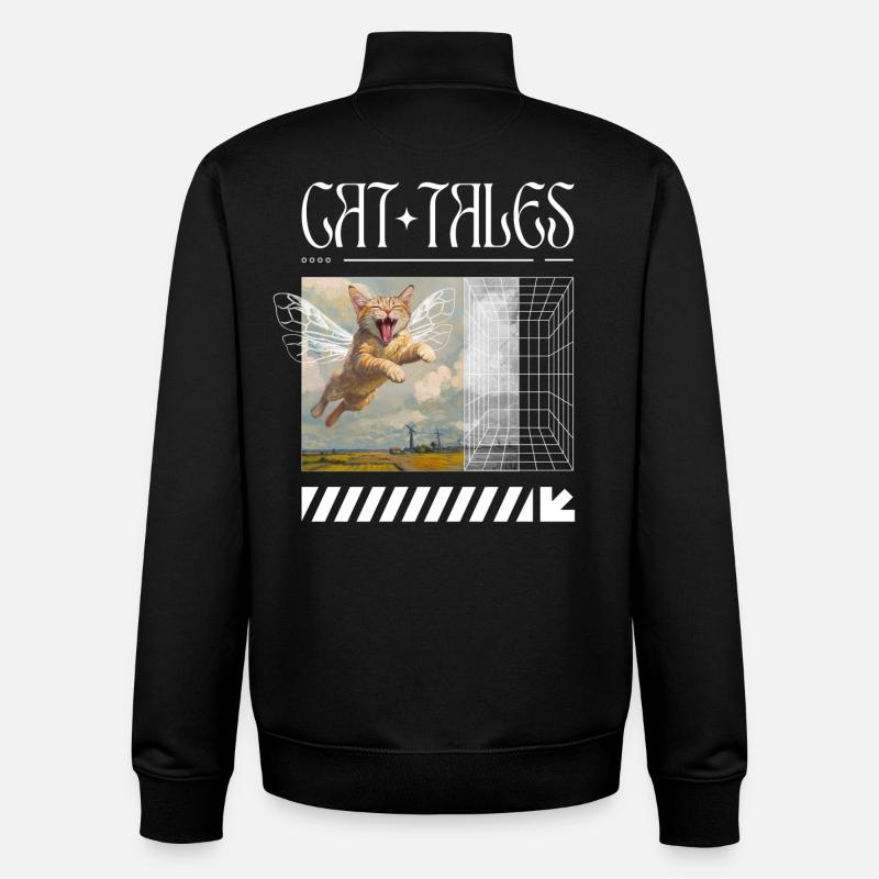 Cat Tales – Surreale Fliegende Katze - Unisex Organic Zip Sweatshirt von Stanley/Stella - Schwarz